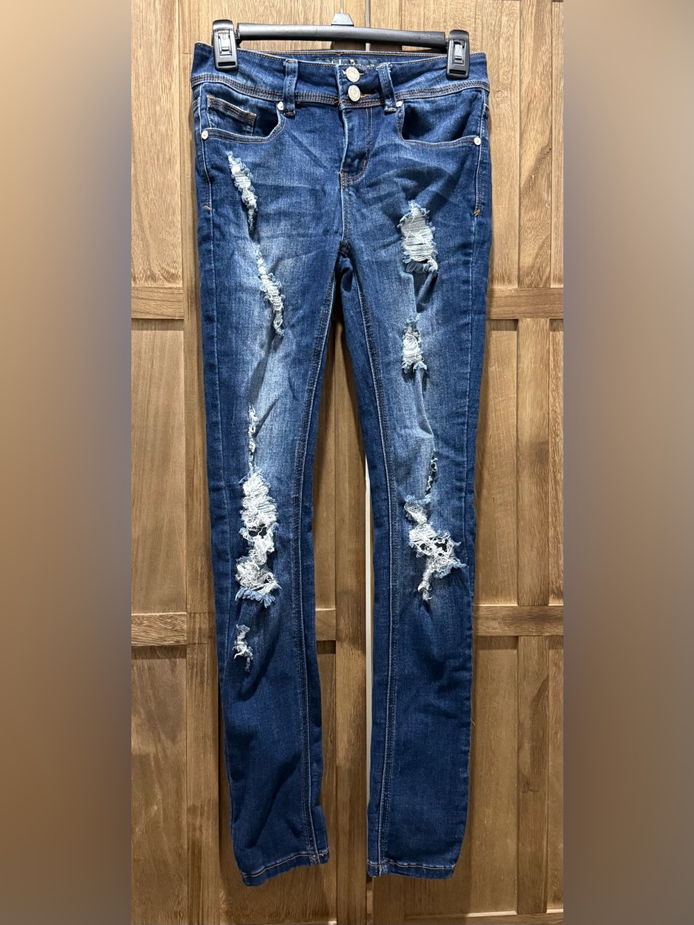 Women's Indigo Rein Distressed Blue Skinny Jeans